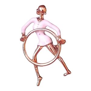 Gold and White Colored Dancer Brooch